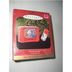 1999 HALLMARK KEEPSAKE ORNAMENT-NEW IN THE BOX *SET OF 2-HOWDY DOODY-LUNCH BOX SET* ORIGINAL PRICE $