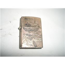 VINTAGE VERY RARE WORLD WAR II STERLING SILVER STAMPED *STERLING* LIGHTER WITH BEAUTIFUL ORIENTAL