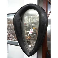 Framed Leather Ox Collar Mirror