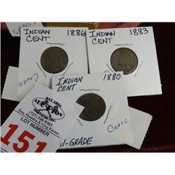 3 Indian Cent 1886, 1883, 1880 - 3 Times the Money