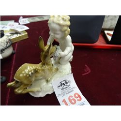 German Marked Porcelain Cherub & Deer