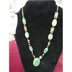 Estate Charm & Jade (?) Necklace