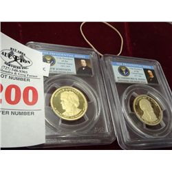 2-Pack of Graded Proof 69-D Cameo Presidential Dollars