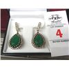 Image 1 : 12 Ct. Genuine Emerald Estate Earrings - Marked .925