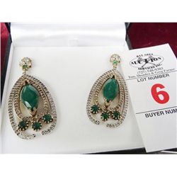 Genuine Emerald Estate Earrings - No Markings