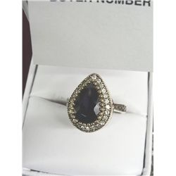 Pear Cut Sapphire Ring - Marked .925