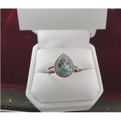 Pear Cut Blue Topaz Petite Ring - Marked .925