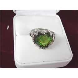 Genuine Brazilian Green Amethyst Ring - Marked .925