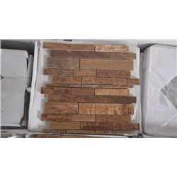19 BOXES APPROX 95 PIECES 12X12 imperial woodsgrain mini planking backsplash RETAIL 2180.00 AT 22.95