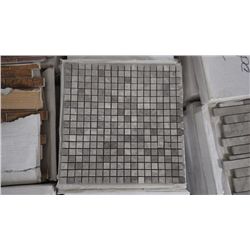 APPROX 100 PCS 12X12 MOSAIC GREY WOODERIDGE 5/8" SQUARES RETAIL 1995.00 AT 19.95 PE RSQ FT