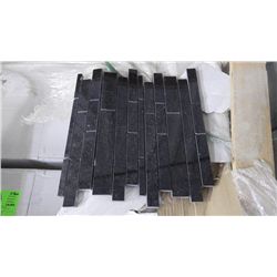 11 BOXES 110 PCS 12X12 BLACK GALAXY GRANITE MINI PLANKING MOSAIC RETAIL 2634.00 AT 23.95 PER SQ FT