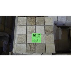 5.5 BOXES APPROX 55 PCS 12X12 TRAVERTINE MEDIUM SQUARES MOSAIC RETAIL 1042.00 AT 18.95 PER SQ FT