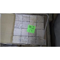 5 BOXES APPROX 50 PCS 12X12 TRAVERTINE MEDIUM SQAURES TUMBLED MOSAIC RETAIL 947.00 AT 18.95 PER SQ F