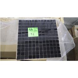 14 BOXES, 140 PCS 12X12 ABSOLUTE BLACK GRANITE 1" SQUARES MOSAIC RETAIL 2653.00 AT 18.95 PER SQ FT