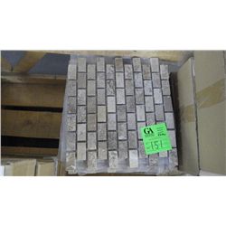 2 BOXES APPROX 22 PCS 12X12 POLISHED TRAVERTINE STAGGERED MOSAIC RETIAL VALUE 394.00 AT 17.95 PER SQ
