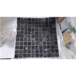 9 BOXES APPROX 90 PCS 12X12 BLUE PEARL 1" SQUARES MOSAIC RETAIL 2335.00 AT 25.95 PER SQ FT
