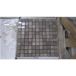 8 BOXES APPROX 85 PCS 12X12 COFFEE WOODRIDGE MARBLE 1" SQAURES MOSAIC RETAIL 1695.00 AT 19.95 PER SQ