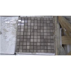 9 BOXES APPROX 90 PCS 12X12 COFFEE WOODRIDGE MARBLE 1" SQAURES MOSAIC RETAIL 1795.00 AT 19.95 PER SQ