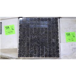 6 BOXES APPROX 60 PCS 12X12 NERO IMPALA GRANITE 1" SQAURES MOSIAC RETAIL 1497.00 AT 24.95 PER SQ FT
