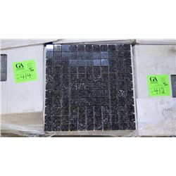 6 BOXES APPROX 60 PCS 12X12 NERO IMPALA GRANITE 1" SQAURES MOSIAC RETAIL 1497.00 AT 24.95 PER SQ FT