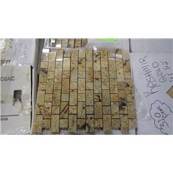 13 BOXES APPROX 130 PCS 12X12 KASHMIR GOLD GRANITE STAGGERED MOSAIC RETAIL 3113.00 AT 23.95 PER SQ F