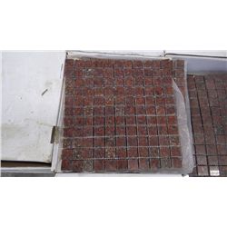 12 BOXES APPROX 120 PCS 12X12 AFRICAN RED GRANITE  1" SQUARES MOSAIC RETAIL 3234.00 AT 26.95 PER SQ 