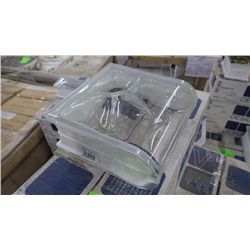 4 BOXES APPROX 20 PCS 7.5"X7.5" CLEAR GLASS BLOCKS WITH CURVED END, WAVY FINISH RETAIL 839.00 AT 41.