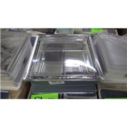 1 BOX 5 PCS 7.5"X7.5" CLEAR GLASS BLOCK, GREY EDGE RETAIL 119.75 AT 23.95 PER BLOCK