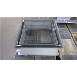 4 BOXES APPROX 21 PCS 7.5"X7.5" GREY CLASS BLOCK SMOOTH FINISH RETAIL 355.00 AT 16.95 PER BLOCK
