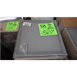 9 BOXES APPROX 81 PCS 7.5X7.5 GREY  GLASS TILE FROSTED FINISH RETAIL 2425.00 AT 29.95 PER TILE