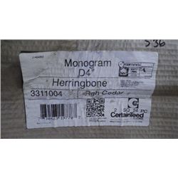 8 BOXES, APPROX 1600 SQ.FT, MONOGRAM DOUBLE 4" CLAPBOARD VINYL SIDING  HERRINGBONE RETAIL 2678.00 AT