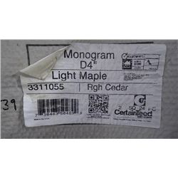 4 BOXES APPROX 800 SQ.FT, MONOGRAM DOUBLE 4" CLAPBOARD VINYL SIDING LIGHT MAPLE RETAIL 1339.00 AT 1.