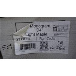 5 BOXES APPROX 1000 SQ.FT, MONOGRAM DOUBLE 4" CLAPBOARD VINYL SIDING LIGHT MAPLE RETAIL 1674.00 AT 1