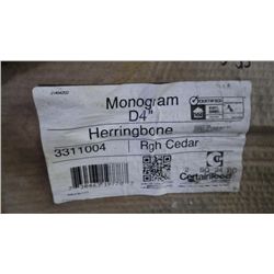 4 BOXES. 800 SQ.FT, MONOGRAM DOUBLE 4" CLAPBOARD VINYL SIDING HERRINGBONE RETAIL 1339.00 AT 1.65 PER