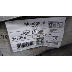 4 BOXES, 800 SQ.FT MONOGRAM DOUBLE 4" CLAPBOARD VINYL SIDING LIGHT MAPLE RETAIL 1339.00 AT 1.65 PER 