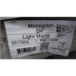 3.5 BOXES, APPROX 700 SQ.FT MONOGRAM DOUBLE 4" CLAPBOARD VINYL SIDING LIGHT MAPLE RETAIL 1171.00 AT 