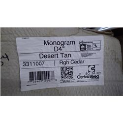 4 BOXES APPROX 800 SQ.FT MONOGRAM DOUBLE 4" CLAPBOARD VINYL SIDING DESERT TAN RETAIL 1339.00 AT 1.67