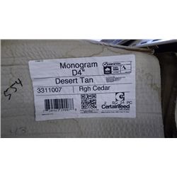 4 BOXES APPROX 800 SQ.FT MONOGRAM DOUBLE 4" CLAPBOARD VINYL SIDING DESERT TAN RETAIL 1339.00 AT 1.67