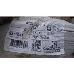 4 BOXES APPROX 800 SQ.FT MONOGRAM DOUBLE 4" CLAPBOARD VINYL SIDING BUCK SKIN RETAIL 1435.00 AT 1.79 