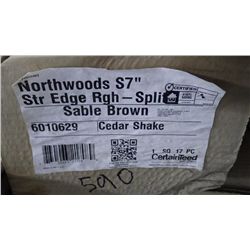 4 BOXES APPROX 400 SQ.FT NORTHWOODS SINGLE 7" STRAIGHT EDGE SHAKE SABLE BROWN RETAIL 1628.00
