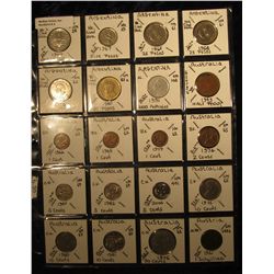 2 Plastic Coin Page containing (7) Different Argentina & (13) Different Australia Coins with a KM va