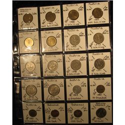 3. Plastic Coin Page containing ((17) Different Austria & (3) Different Bahamas coins with a KM valu