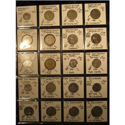 8. Plastic Coin Page containing (20) Coins from Domenican Republic, East Caribbean States, Ecuador, 