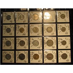 19. Plastic Coin Page containing (20) Coins from India, Indonesia, Israel, & Italy. KM value $10.90.