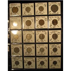 21. Plastic Coin Page containing (20) Coins from Kenya, South Korea, Kuwait, Malaya & British Borneo