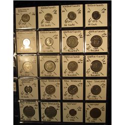 23. Plastic Coin Page containing (20) Coins from Netherlands, Netherlands Antilles, New Zealand, & N