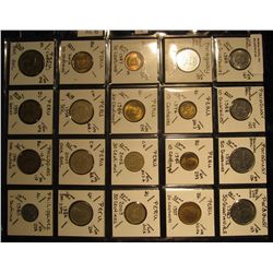 25. Plastic Coin Page containing (20) Coins from Paraguay, Peru, & Philippines. KM value $9.75.