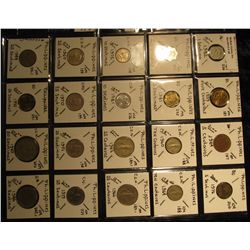 26. Plastic Coin Page containing (20) Coins from the Philippines Islands. One Sentimo to 50 Sentimo.