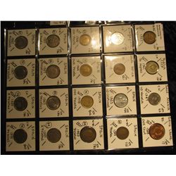 28. Plastic Coin Page containing (20) Coins from Russia, Saudi Arabia, Sierra Leone, Singapore, Sout