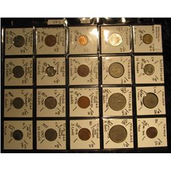 30. Plastic Coin Page containing (20) Coins from Switzerland, Taiwan, Thailand, Trinidad & Tobago, &
